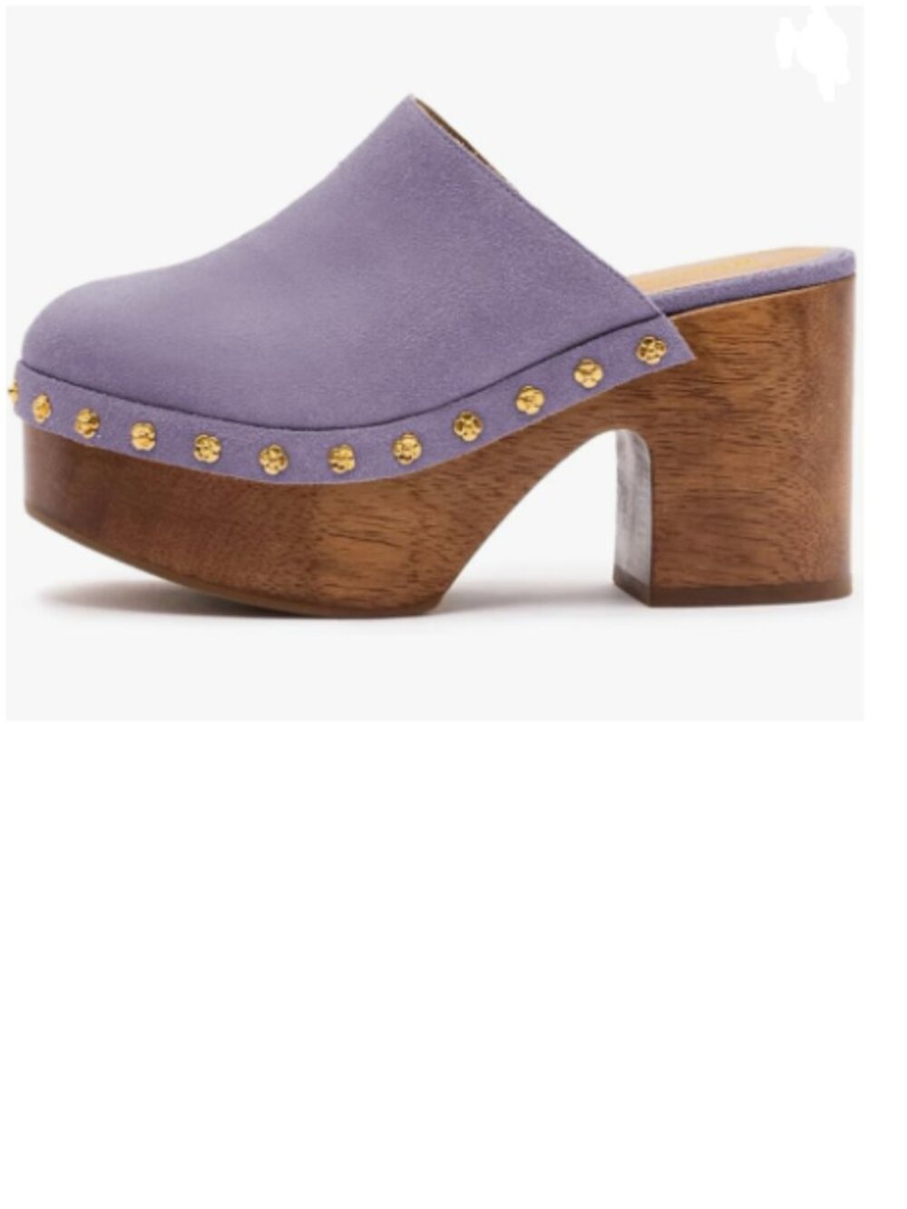 Wansseny Pale Purple Round Toe Studded Platform Mule Slip on Cork High Heel Clog